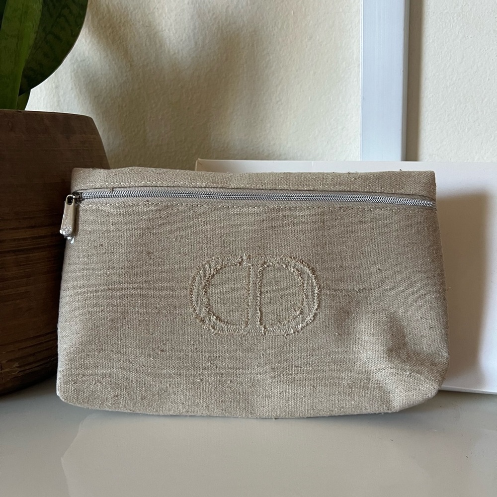 Dior Beige Canvas Makeup Pouch